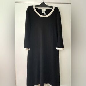 ☘️Neiman Marcus Cashmere & Silk Sweater dress, size large, black and ivory